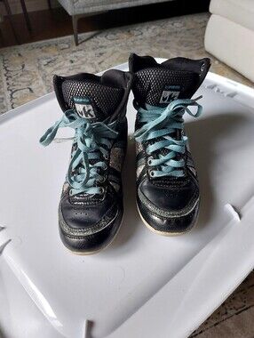 Youth Black High-Top Sneakers with Teal